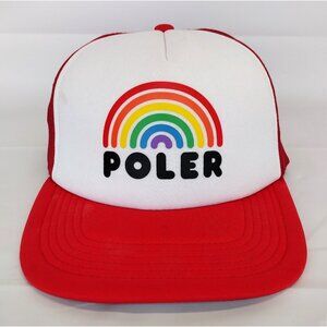 Poler Outdoor Classic Trucker Hat Red Rainbow One Size
